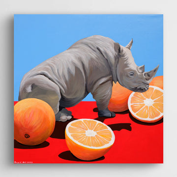Rhinos Love Oranges (Original Painting)