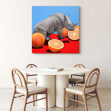 Rhinos Love Oranges (Original Painting)