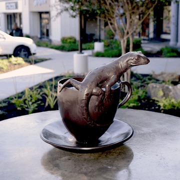 Salamander: Warm Coffee for the Cold-Blooded (Bronze Sculpture)
