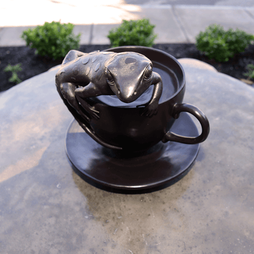 Salamander: Warm Coffee for the Cold-Blooded (Bronze Sculpture)