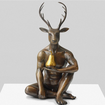 Deerman grew a pear (Bronze Sculpture, Miniature)
