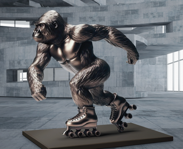 The Eastern Lowland Gorilla Races on Rollar Skates (Bronze Sculpture)