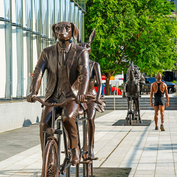 Tandem Riders on a Mission (Bronze Sculpture)