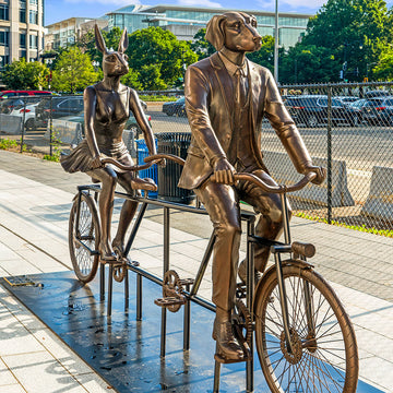 Tandem Riders on a Mission (Bronze Sculpture)