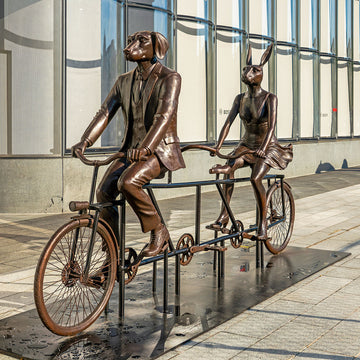 Tandem Riders on a Mission (Bronze Sculpture)