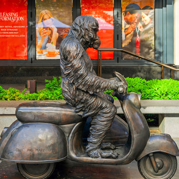 Tapanuli Orangutan Races in the Vespa Side Car (Bronze Sculpture)