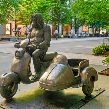 Tapanuli Orangutan Races in the Vespa Side Car (Bronze Sculpture)