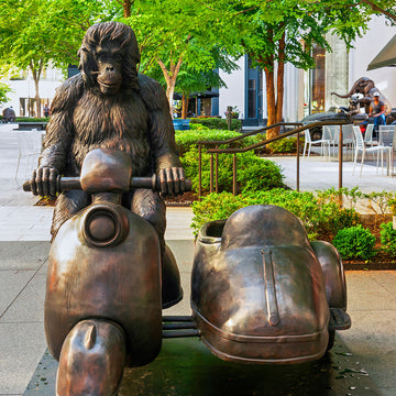 Tapanuli Orangutan Races in the Vespa Side Car (Bronze Sculpture)