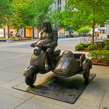Tapanuli Orangutan Races in the Vespa Side Car (Bronze Sculpture)