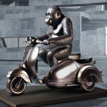 Tapanuli Orangutan Races in the Vespa Side Car (Bronze Sculpture)