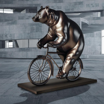 The Asiatic Black Bear Races on the Bicycle (Bronze Sculpture)