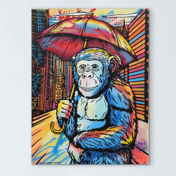 The Chimp Loved the Rain (Original Painting)