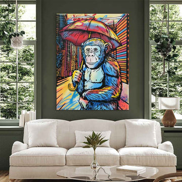 The Chimp Loved the Rain (Original Painting)