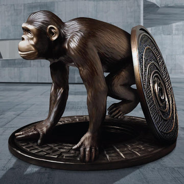The Chimpanzee Emerges into a Better Tomorrow (Bronze Sculpture)