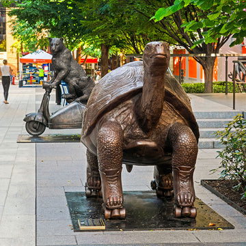 The Galapagos Tortoise Races on Roller Skates (Bronze Sculpture)