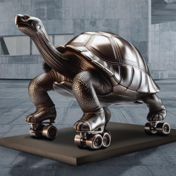 The Galapagos Tortoise Races on Roller Skates (Bronze Sculpture)