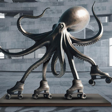 The Giant Pacific Octopus Races on Rollers Skates (Bronze Sculpture)