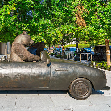 The Giant Panda Races in the Convertible (Bronze Sculpture)