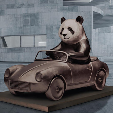 The Giant Panda Races in the Convertible (Bronze Sculpture)