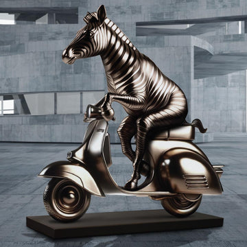 The Grevy’s Zebra Races on the Vespa (Bronze Sculpture)