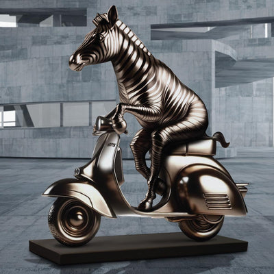 The Grevy s Zebra Races on the Vespa Bronze Sculpture Gillie and Marc