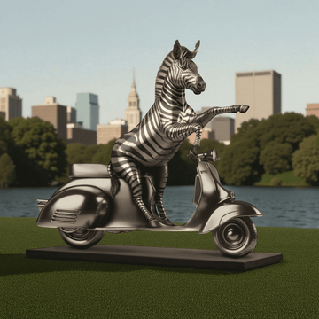 The Grevy's Zebra Races on the Vespa (Bronze Sculpture)