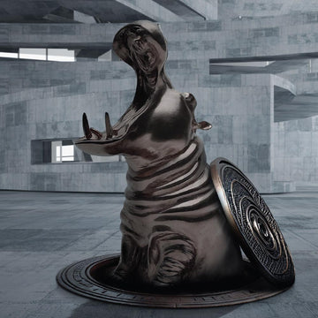 The Hippo Emerges into a Better Tomorrow (Bronze Sculpture)