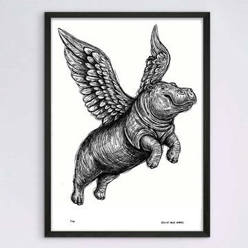 The Hippo Was Flying Very High (Giclee Canvas Print)
