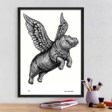 The Hippo Was Flying Very High (Giclee Canvas Print)