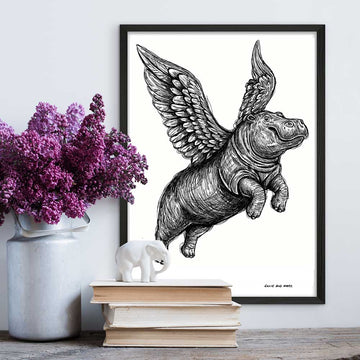 The Hippo Was Flying Very High (Giclee Canvas Print)