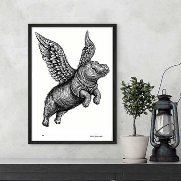 The Hippo Was Flying Very High (Giclee Canvas Print)
