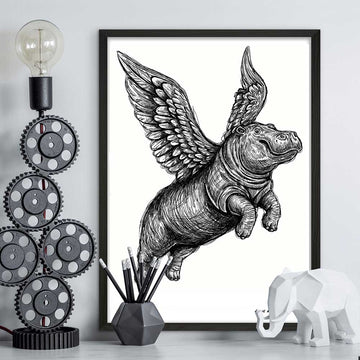 The Hippo Was Flying Very High (Giclee Canvas Print)