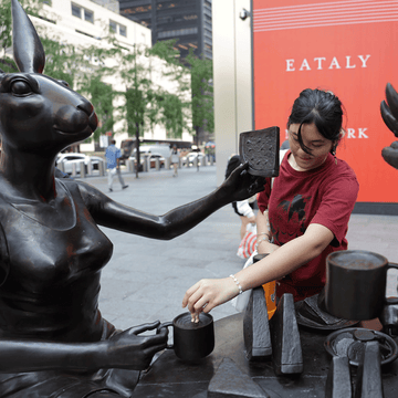 The Hippo Was Hungry to Try New Things with Rabbitwoman (Bronze Sculpture)