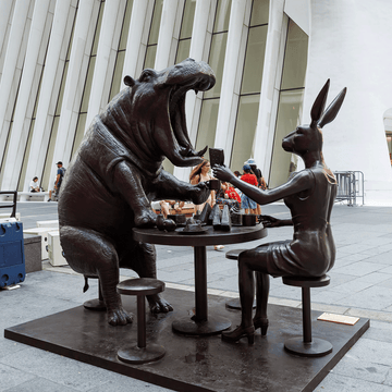 The Hippo Was Hungry to Try New Things with Rabbitwoman (Bronze Sculpture)