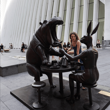 The Hippo Was Hungry to Try New Things with Rabbitwoman (Bronze Sculpture)