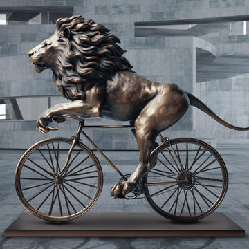The Lion Races on the Bicycle (Bronze Sculpture)