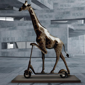 The Masai Giraffe Races on the Scooter (Bronze Sculpture)