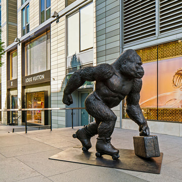 The Mountain Gorilla Races on Rollar Skates (Bronze Sculpture)