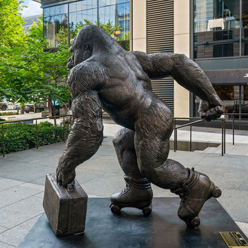 The Mountain Gorilla Races on Rollar Skates (Bronze Sculpture)