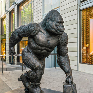 The Mountain Gorilla Races on Rollar Skates (Bronze Sculpture)