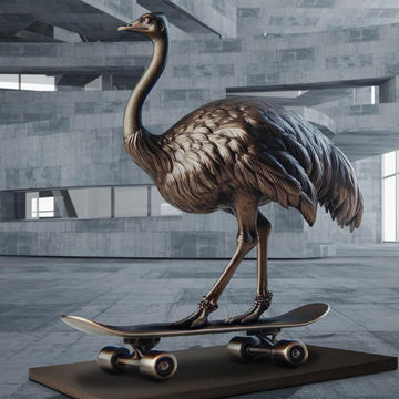 The North African Ostrich Races on the Skateboard (Bronze Sculpture)