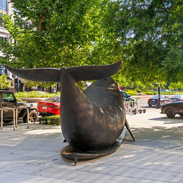 The North Atlantic Right Whale Races on a Surfboard (Bronze Sculpture)