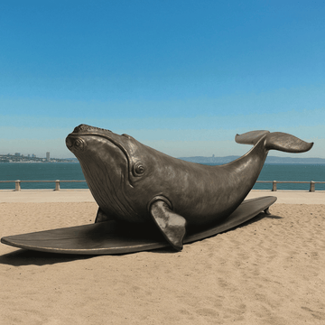 The North Atlantic Right Whale Races on a Surfboard (Bronze Sculpture)