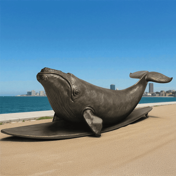 The North Atlantic Right Whale Races on a Surfboard (Bronze Sculpture)