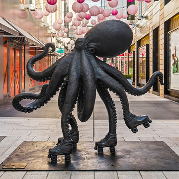 The Octopus Races on Rollers Skates (Bronze Sculpture)