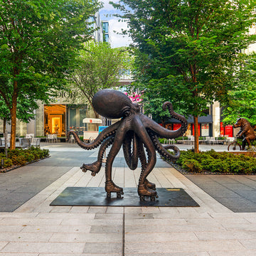 The Octopus Races on Rollers Skates (Bronze Sculpture)