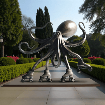 The Octopus Races on Rollers Skates (Bronze Sculpture)
