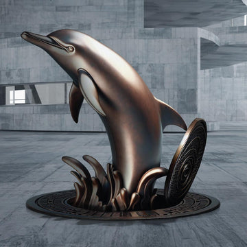 The Pink Dolphin Emerges into a Better Tomorrow (Bronze Sculpture)