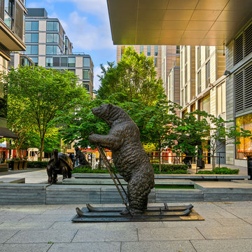The Polar Bear Races on Skis (Bronze Sculpture)