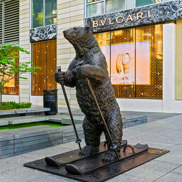 The Polar Bear Races on Skis (Bronze Sculpture)
